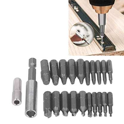 FTVOGUE Screw Extractor Kit High Speed Steel Broken Bolt Remover with Screwdriver Bits for Household Automotive Mechanical Maintenance 3 Uses Damaged Screw Removal