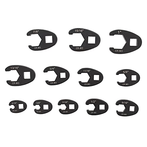 ABN Jumbo Crowfoot Flare Nut Wrench Set SAE Standard 12-Piece Tool Kit for 3/8in and 1/2in Drive Ratchet