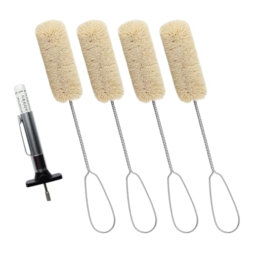 4PCS Tire Lubricant Brush Applicator Swab Set with Tread Depth Gauge, 12.5" Universal Extra Long Tire Shine Applicator, Car Cleaning Brush for Most Common Lube Buckets(One Color) - color: One Color
