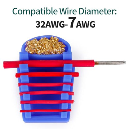 YIHUA S200 Blue Heat-Resistant Silicone Soldering Wire Holder with Brass Wool Cleaner, 6 Grooves, Storage Tray, Helping Hands Soldering Wire Welding Fixture, Compatible Diameter 32-7AWG - color: Blue