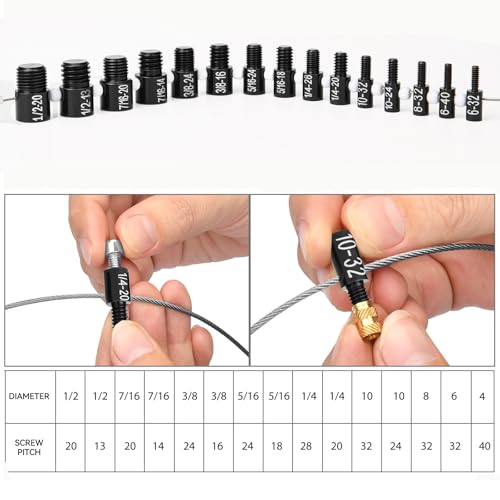 Nut and Bolt Thread Checker 28 Male/Female Thread Gauges (15 SAE/Inch & 13 Metric) Nut and Bolt Thread Size Checker Thread Identifier Gauges for Quickly Identify and Verify - size: 28 Gauges - 15 Inch & 13 Metric