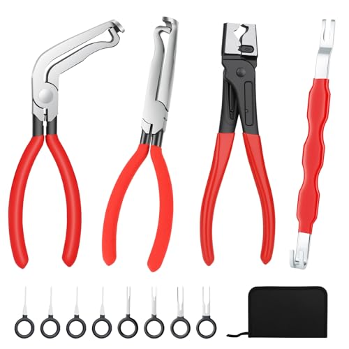 5Pcs Electrical Disconnect Pliers for Cars | Automotive Connector Separator Tool, Hose Clamp Pliers with 8Pcs Terminal Pin Removal Tools, Fuel Line Petrol Clip