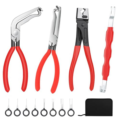 5Pcs Electrical Disconnect Pliers for Cars | Automotive Connector Separator Tool, Hose Clamp Pliers with 8Pcs Terminal Pin Removal Tools, Fuel Line Petrol Clip