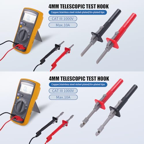 105PCS Multimeter Test Lead Kit with Hanging Loop Strap Magnetic Hanger for Fluke, Automotive Circuit Breakout Probe Kit, Banana Plug Leads & Large Alligator Clips