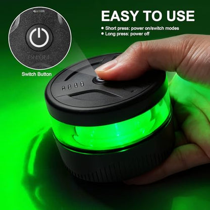 Magnetic Wireless Beacon Light, USB-C Rechargeable LED Strobe Lights for Truck, Mini Portable Flashing Emergency Safety Warning Light for Volunteer Firefighter POV EMS Responder IP67 Waterproof, Green - color: Green