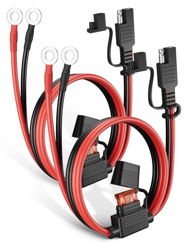 Oyviny 2Pack 1.98FT SAE Battery Charger Cable with 10A Inline Fuse, 16AWG UL Listed Quick Disconnect SAE to O-Ring Terminal Harness for Battery Maintainer Motorcycle Solar Panel Vehicle Trickle Charge - size: 16AWG 1.98FT-2PCS