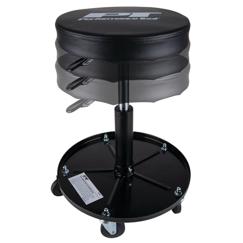 Performance Tool W85008 Professional Hydraulic Shop Seat, Built in Tool Tray and 300 lbs Capacity - style: Pneumatic Black Shop Seat