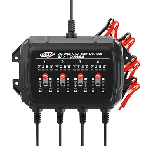 TOPDC 4-Bank 8A Smart Battery Charger for Lead-Acid, AGM and STD | Overcharge protection helps manage all four charging banks during automatic battery maintenance. - size: 8A (2A*4Banks)