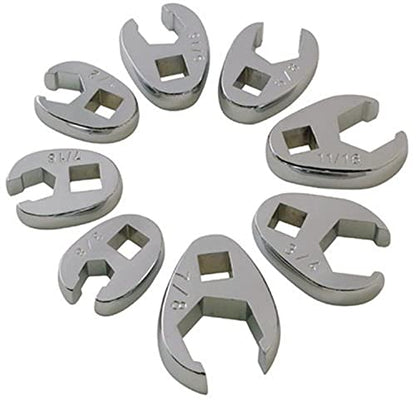 SUNEX 3/8-Inch Drive Crowfoot Flare Nut Wrench Set, SAE 3/8-Inch - 7/8-Inch & Metric Size 10 - Size 19, 18-Piece