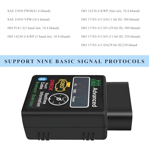 Bluetooth OBD2 Scanner for Car, Wireless Check Engine Light Code Reader Diagnostic Scan Tool with Exclusive App, Professional OBD II Scanner Read and Clear Error Codes
