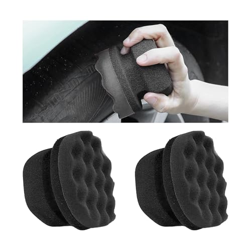 KVAEY 2 PCS Tire Dressing Applicator Pads, Reusable Hex Grip Tire Shine Applicator Polishing Sponge Pads, Wheel Tire Shine Detailing Foam for Most Vehicles, Car Accessories (Black, 4.33") - color: 2P, Black, 4.33"
