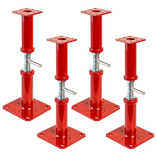 11"-22" Adjustable House Floor Jacks, 11023 lbs Max Load Capacity - Heavy Duty Jack Support Post for Permanent or Temporary Leveling of Decks, Crawlspaces, Beams, Floor Joists & Structural Repair - color: Red, size: 11-22 Inches(4 Pack)