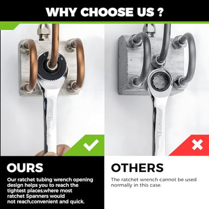 Der Erwachte 6-Piece Ratcheting Wrench Set, Metric Ratcheting Tubing Wrench Set, 10-17mm, 72-Tooth Gear, CR-V Steel, with Organizer Bag, Gifts for Men - size: 6PC RATCHETING
