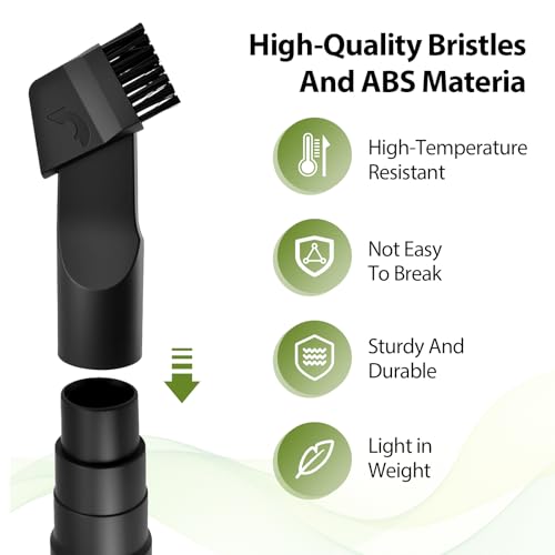 Vacuum Attachments, 4 Pieces, 1-1/4 Inch, Round and Square Brushes, 2-in-1 Suction Brush, 4-Layer Adapter, Universal for Most Vacuum Cleaners