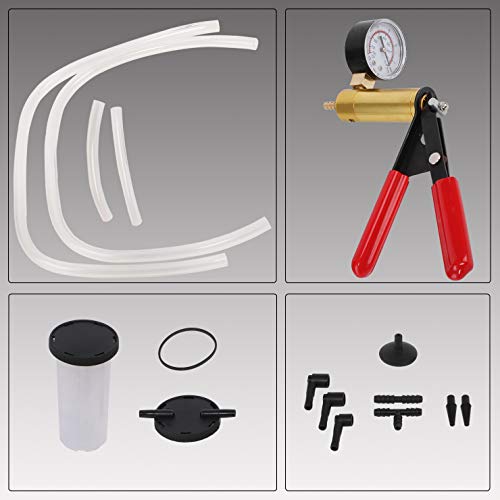YSTOOL Brake and Clutch Fluid Hand Pump Vacuum Bleeder Tool Kit | Brake Oil Change Power Steering Fluid Bleeding Set with Hand Pump Jar Adapters for Auto Car Truck Motorcycle Use - color: Black