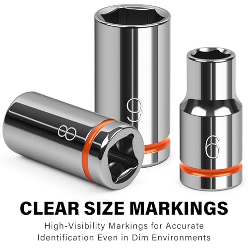 1/4" Drive Metric Master Socket Set, 14-Piece Shallow Hex Socket Set (4mm-15mm), Cover Most Commonly Sizes, 6 Point, Chrome Vanadium Steel with Molded Case - size: Shallow, style: 14pcs-metric
