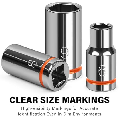 1/4" Drive Metric Master Socket Set, 14-Piece Shallow Hex Socket Set (4mm-15mm), Cover Most Commonly Sizes, 6 Point, Chrome Vanadium Steel with Molded Case - size: Shallow, style: 14pcs-metric