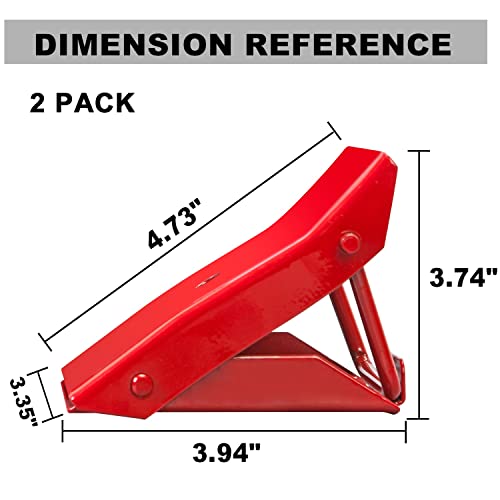 Big RED 2 Pack Steel Wheel Chock Foldable Tire Stop for Car,Trailer, TD5775