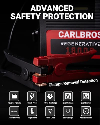 CB40 Heavy Duty Jump Starter, 40S Fast Recharge, 18000A 12/24 Volt Battery Jump Pack for Gas & Diesel Engines Up to 32L, LiFePO4 Commercial Battery Jumper Box for Truck, 39'' Jumper Cables