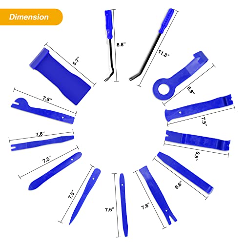 GOOACC 13PCS Nylon Trim Removal Tool Set for Bumper Fastener Rivet Clips Car Clip Panel Audio Video Dashboard Dismantle Blue - color: Blue, size: 13Pcs