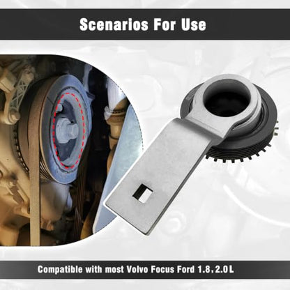 Crankshaft Pulley Holder Tool Compatible with Volvo Ford 1.8 2.0 duratec Petrol Engines, Crank Pulley Holding Wrench Tool.