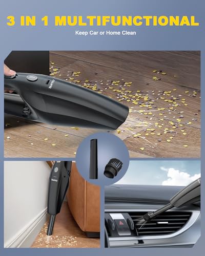 TANYO Handheld Car Vacuum Cordless, 8000PA High Power, for Car Home Office | Powerful Suction, 0.36kg Ultra-Light, 3-4H Fast Charge, 20min Runtime, 12V Car Charger, 2 HEPA, Pet & Dust