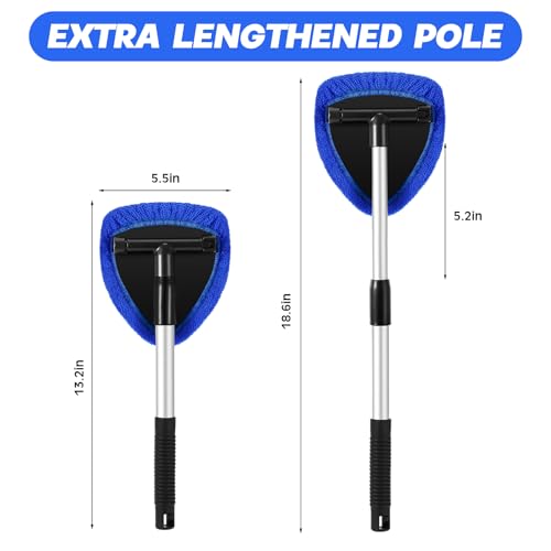 Baderke 10 Pcs Windshield Cleaner Tool Car Window Cleaning Supplies with Extendable Handle Include 6 Washable Microfiber Bonnets 2 Empty 60ml Spray Bottle Glass Wiper Kit(Royal Blue) - color: Royal Blue
