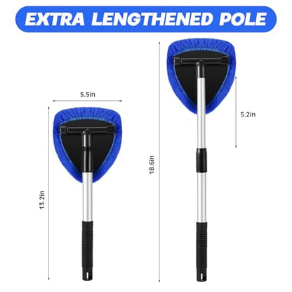 Baderke 10 Pcs Windshield Cleaner Tool Car Window Cleaning Supplies with Extendable Handle Include 6 Washable Microfiber Bonnets 2 Empty 60ml Spray Bottle Glass Wiper Kit(Royal Blue) - color: Royal Blue