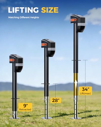 KYX Electric Trailer Jack 5000lb with Remote, with Crank Handle & Cover | KYX Electric Trailer Jack 5000lb with Remote, 9.84“-33.85“ Lift with Jack Cover for RVs & Travel Trailers, Black - size: 5000lb