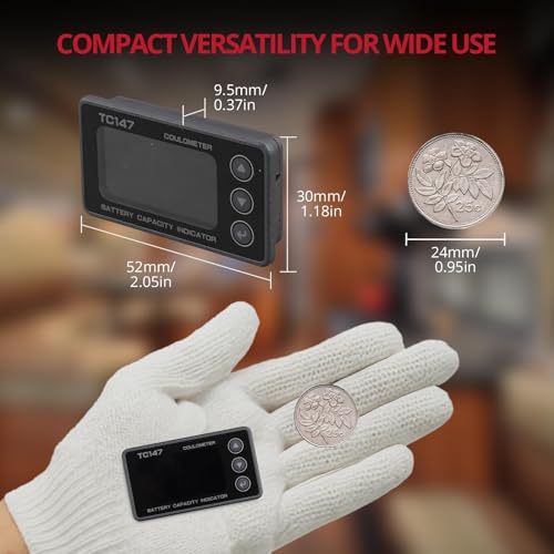 BINTA 0-50A Small Battery Monitor Shunt Voltmeter Ammeter for Lifepo4 Lithium, Backlight Waterproof Battery Meter for Auto Car Motorhome Golf Cart Portable Power Systems