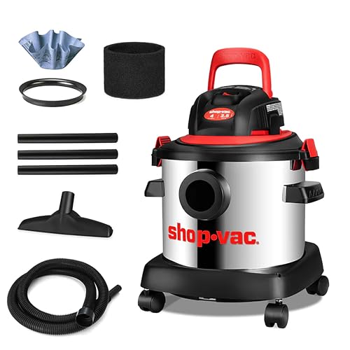 Shop-Vac 5430148 Wet/Dry Vacuum Cleaner, 4 Gallon, 2.5 Peak HP, 1.25 Inch Diameter x 7 Foot Hose, 7 Foot Cord, Ideal for Jobsite, Garage & Workshop