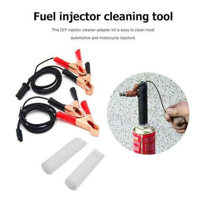 Car Fuel Injector Cleaning Tool Kit - Universal Nozzle Adapter with 2 Power Cables for Auto & Motorcycle Maintenance