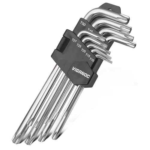 Chrome Vanadium Steel Long Arm Torx Star Allen Wrench Set, T10-T50, 9-Piece - style: Torx Star