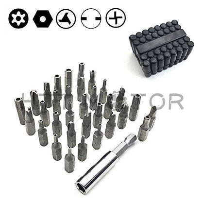 Tamper Proof 33Pc Security Bit Set Phillips Torx Hex Star Spanner Screwdriver [P/N: ET001-33-BK] - size: 33 Piece set