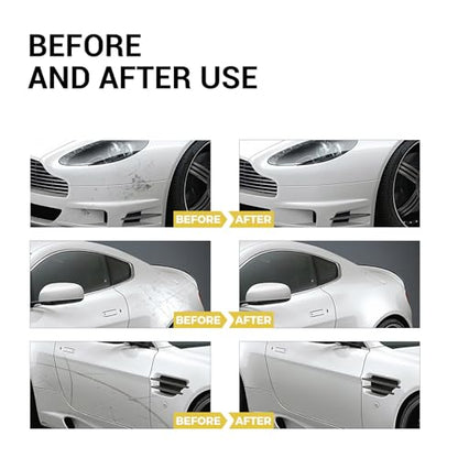 Car Scratch Remover Wax & Repair Paste - Erases Scuffs in 3 Seconds - Complete Kit with Sponge and Microfiber Cloth for Door Handle Scratches & Swirls - 120ml