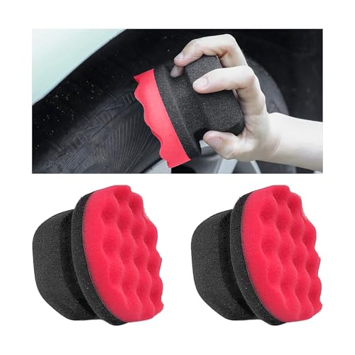 KVAEY 2 PCS Tire Dressing Applicator Pads, Reusable Hex Grip Tire Shine Applicator Polishing Sponge Pads, Wheel Tire Shine Detailing Foam for Most Vehicles, Car Accessories (Red, 4.33") - color: 2P, Red, 4.33"