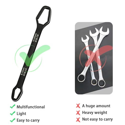 Universal Double Ended Wrench, 8-24mm Metric & SAE Self Adjusting Universal Car Torx Wrench, All in One Wrenches Set for Bike Car and Home Repair (Black) - color: Black