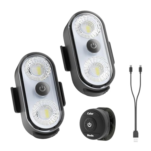 Wireless LED Lights for Car 2PCS- Button and Remote Control Interior Ambient Strobe Light, USB-C 120H 8 Colors IP65 Waterproof Rechargeable Underglow Light for Cars, Trucks, eBike, Motorcycle - size: 2