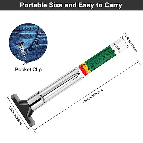 Tire Tread Depth Measuring - InstrumentSmart Color Coded Tire Tread Depth Gauge ，Trucks, SUVs & Motorcycles, Portable Tread Checker with Pocket Clip for Pre-Trip Inspections