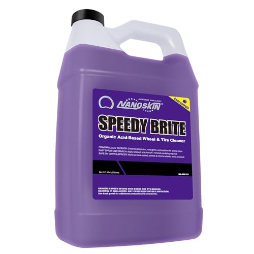 Nanoskin SPEEDY BRITE Pro Grade Wheel & Tire Acid Cleaner, 1 gallon - Chrome & Coated Wheel Safe, Cleaning with Organic Acid | Removes Brake Dust & Road Grime for Auto Detailing, Body Shop Safe - size: 128 Fl Oz (Pack of 1)