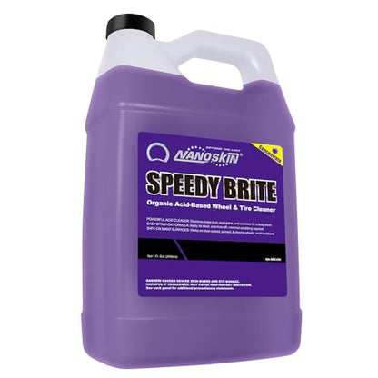 Nanoskin SPEEDY BRITE Pro Grade Wheel & Tire Acid Cleaner, 1 gallon - Chrome & Coated Wheel Safe, Cleaning with Organic Acid | Removes Brake Dust & Road Grime for Auto Detailing, Body Shop Safe - size: 128 Fl Oz (Pack of 1)