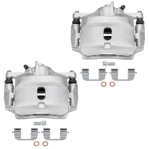 Detroit Axle - 4pc Front Steering Knuckles Kit for 06-11 Honda Civic, 2 Disc Brake Calipers w/Bracket 2 Steering Knuckles & Wheel Bearing Hubs 2006 2007 2008 2009 2010 2011 Replacement - size: 4BU47731/Kit