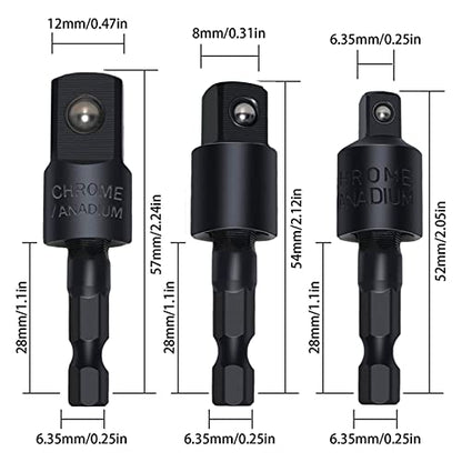 17Pcs Flexible Drill Bit Extension, Include 3Pcs Rotatable Socket Adapter 2Pcs Hex Shank 105° Right Angle Drill Attachment 10 Short Screwdriver Bits 90° Angled Bits and Bendable Extension - color: 17*black