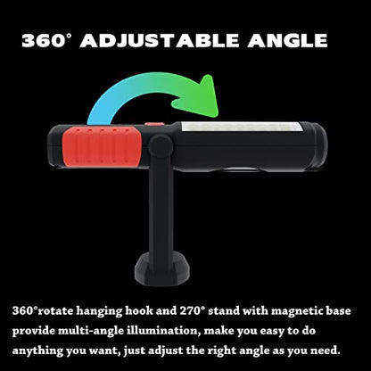 Wolfteeth Rechargeable Magnetic LED Work Light for Mechanics - 360° Rotating Underhood Flashlight with Magnetic Base, Portable Worklight for Auto Repair/Camping/Outdoor Emergencies