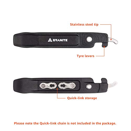 Granite Talon Bike Tire Levers with Bicycle Chain Master Link Pliers Function, Bike Chain Quick-Link Removing Tools, Bike Tool Kit for Mountain Bike, Road Bike, BMX Bike (Black) - color: Black