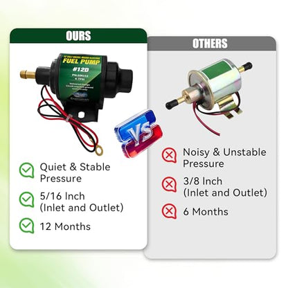 12D Micro Electric Diesel Fuel Pump Universal 5/16 inch Inlet and Outlet 12V 1-2 A, 35 GPH, 4-7 PSI - color: 4-7PSI 35 GPH for diesel
