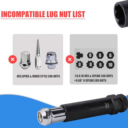 VEXPLO 41/64" 6 Spline Lug Nut Socket, 2 Pcs Wheel Lock Removal Tool | 41/64" 6 spline lug nut socket key (2 Pcs). Reliable wheel lock removal tool for aftermarket spline drive lugs on UTV & ATVs - size: 6 Spline-2 Pack