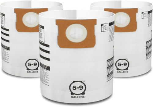 Shop-Vac 9066133 Disposable Filter Bags, Fits 5-8 Gallon Vacs, For Dry Pick-Up Only, White Paper, (3-Count) (Pack of 5) - size: 5-8-Gallon (Pack of 5)