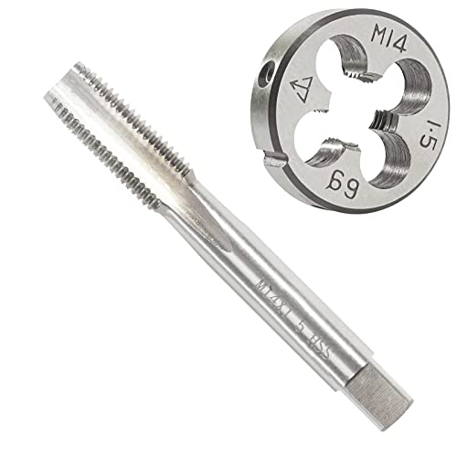 M14 x 1.5 Metric Tap and Die Set, M14 X 1.5mm HSS Machine Thread Tap and M14 X 1.5mm Alloy Tool Steel Round Thread Die Right Hand - size: M14x1.5mm