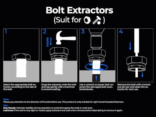 toolant 19pcs Impact Bolt Extractor Kit, Bolt & Nut Remover Socket Tool Kit, Stripped Bolt Extractor for Damaged Screws and Bolts - size: 19pcs